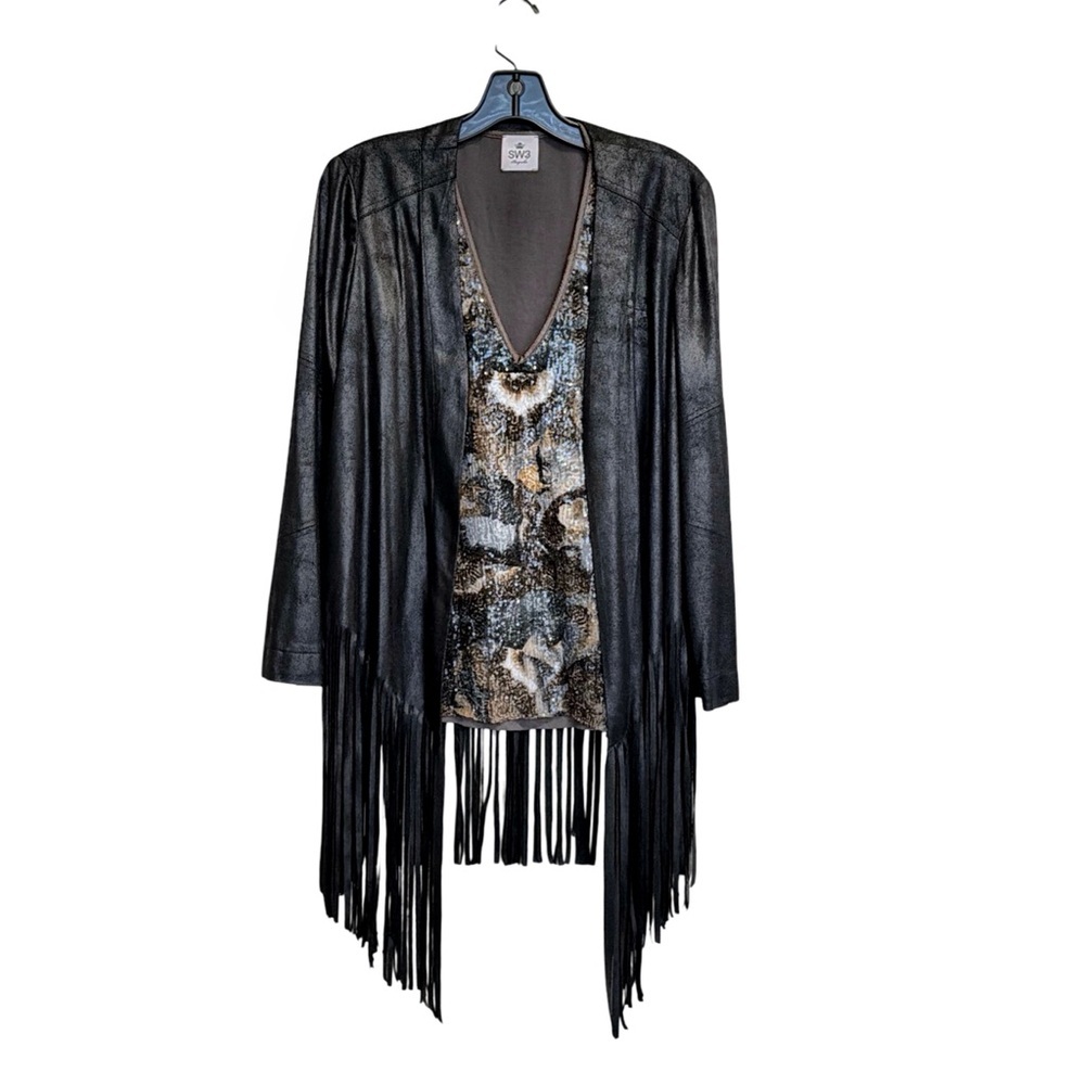 SW3 Bespoke Fringe Cardigan & Sequin Tank Set Boho Layered Statement | PS/US 2-4